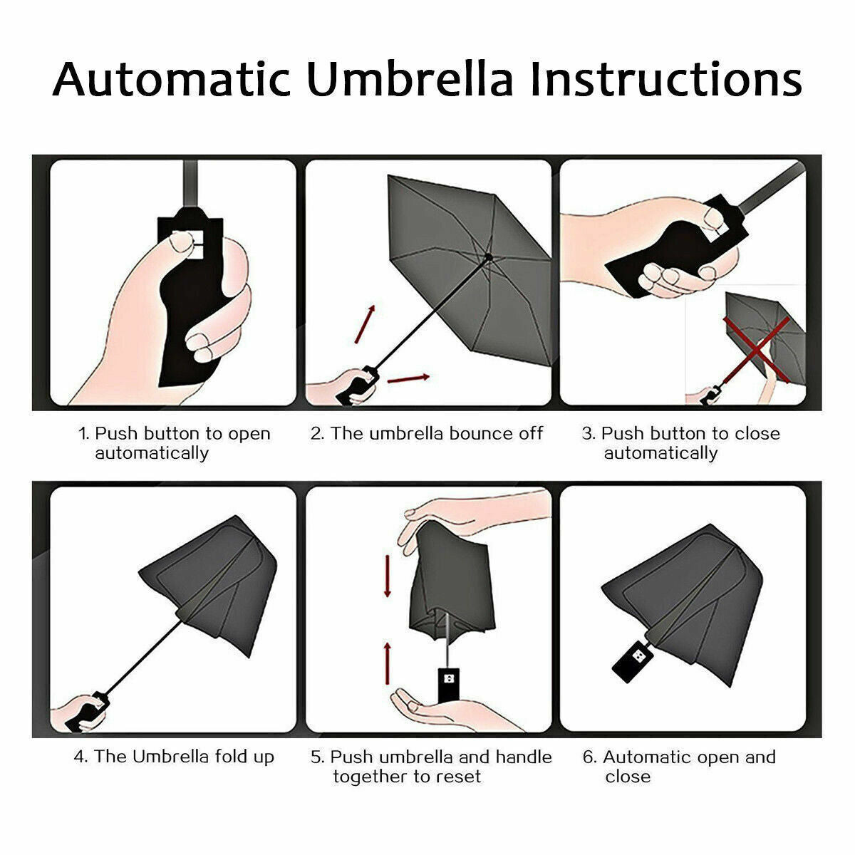 10 Ribs Strong Automatic Umbrella Windproof Stormproof Compact Folding Umbrella