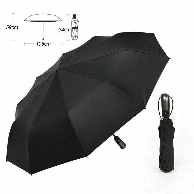 10 Ribs Strong Automatic Umbrella Windproof Stormproof Compact Folding Umbrella